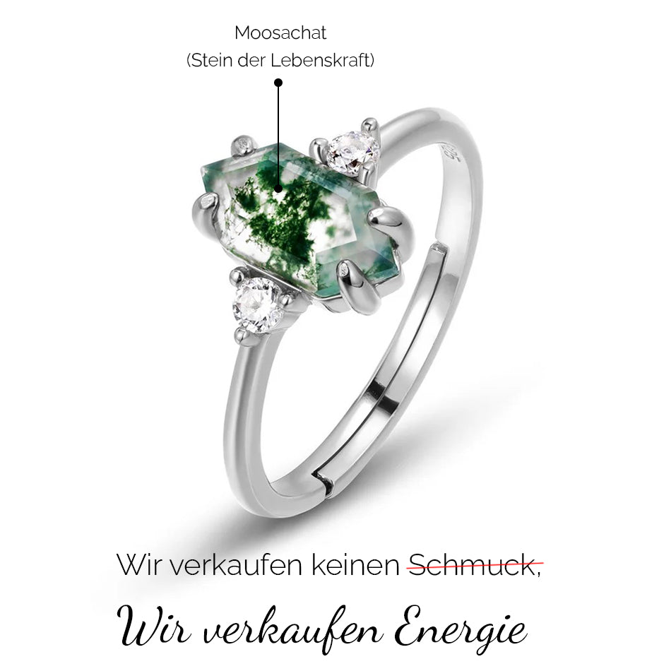 S925 & Moosachat Ring - Stein der Lebenskraft