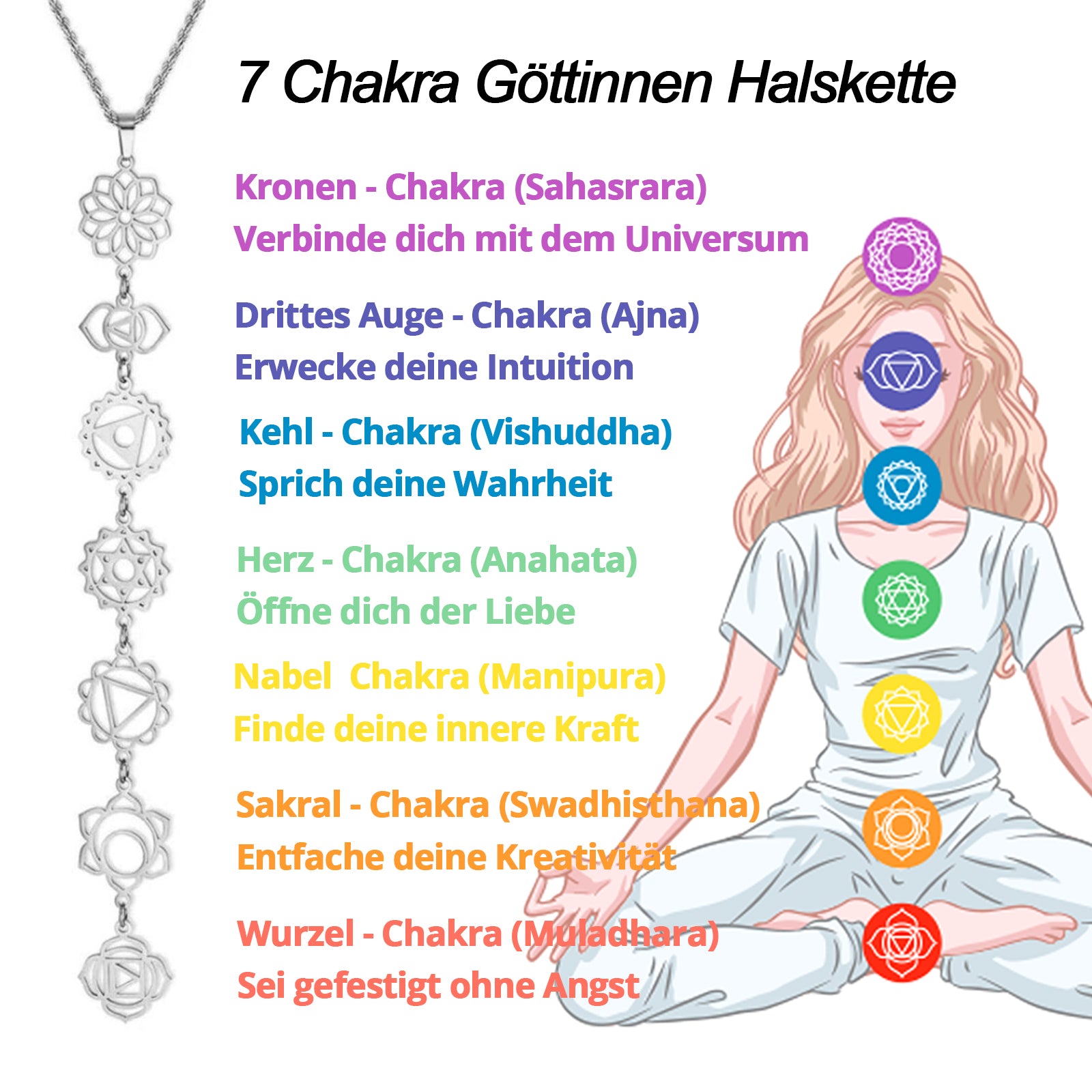 7 Chakra Göttinnen Halskette 3